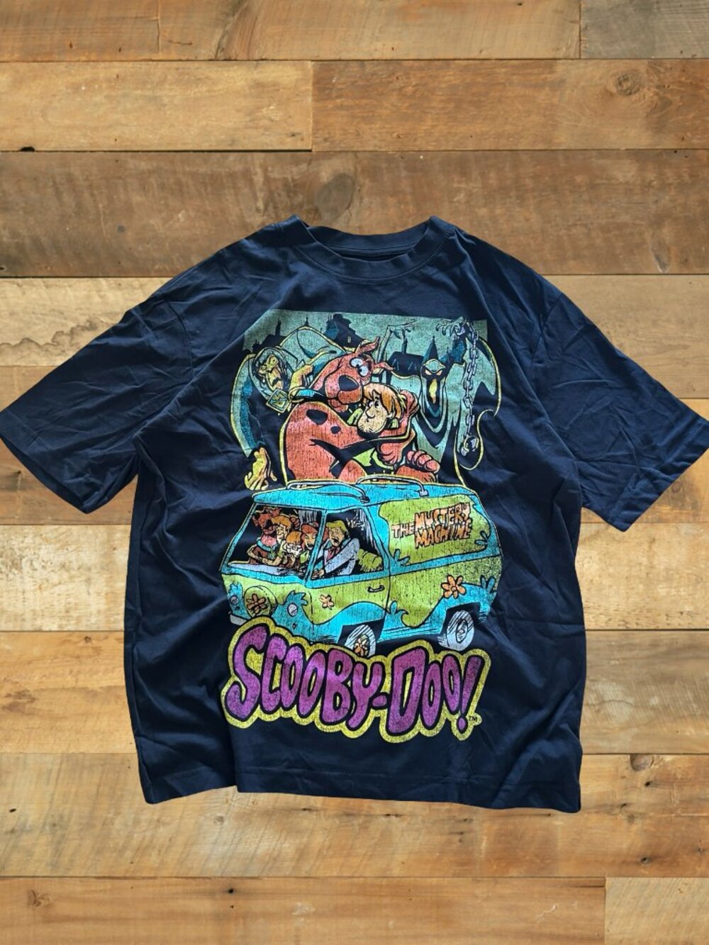 Scooby-Doo Graphic T-Shirt Mystery Machine Cartoon Tee Size M Black